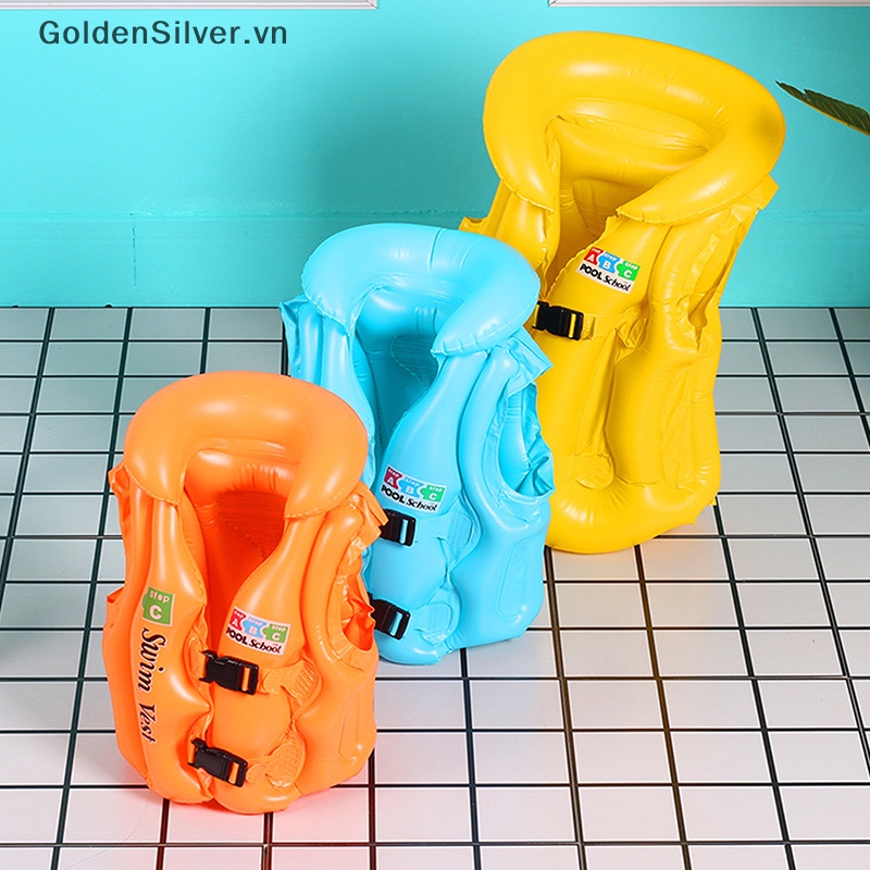 Phao Bơi Bơm Hơi Bằng PVC Màu Vàng Bạc An Toàn Cho Bé