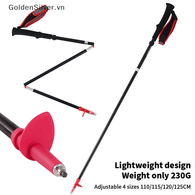 Gậy Leo Núi Màu Vàng Bạc Có Thể Gấp Gọn Tiện Dụng