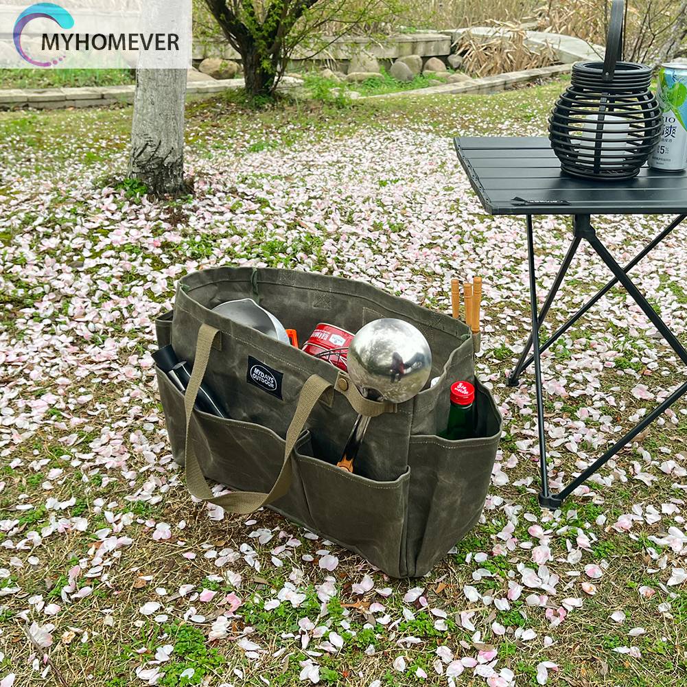 Hộp Đựng Đồ Cắm Trại Nhiều Ngăn Bằng Vải Canvas Chống Nước Có Thể Gấp Gọn