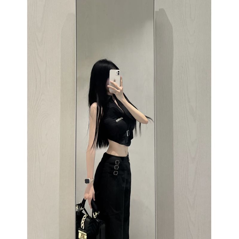 Set Áo Thun POLO Ngắn Tay Và Quần Short Lưng Cao Ống Rộng Thời Trang Mùa Hè Dành Cho Nữ