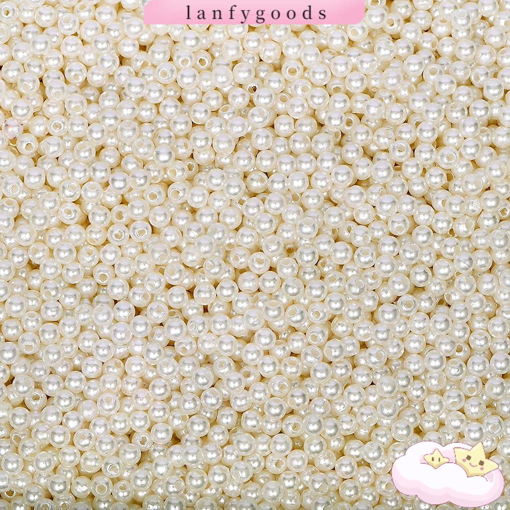 LANFY Hạt Ngọc Trai Nhân Tạo 4mm Có Lỗ Dùng Làm Vòng Đeo Tay
