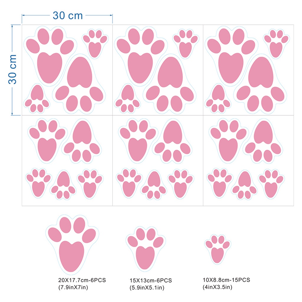 Set 6 Miếng Dán Tường / Sàn Nhà Hình Dấu Chân Thỏ Phục Sinh Độc Đáo Trang Trí Nhà Cửa