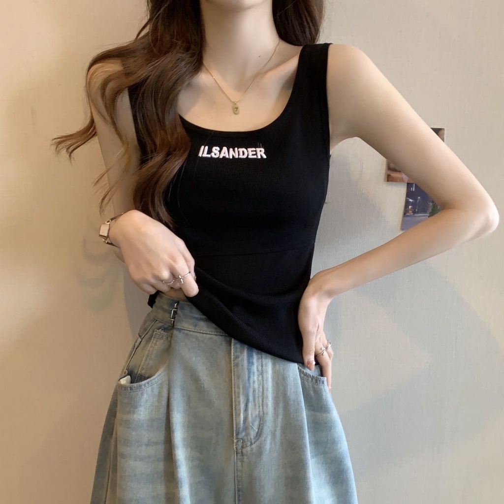 Áo Hai Dây Dáng Ôm Thêu Họa Tiết Thời Trang Mùa Hè Cho Nữ