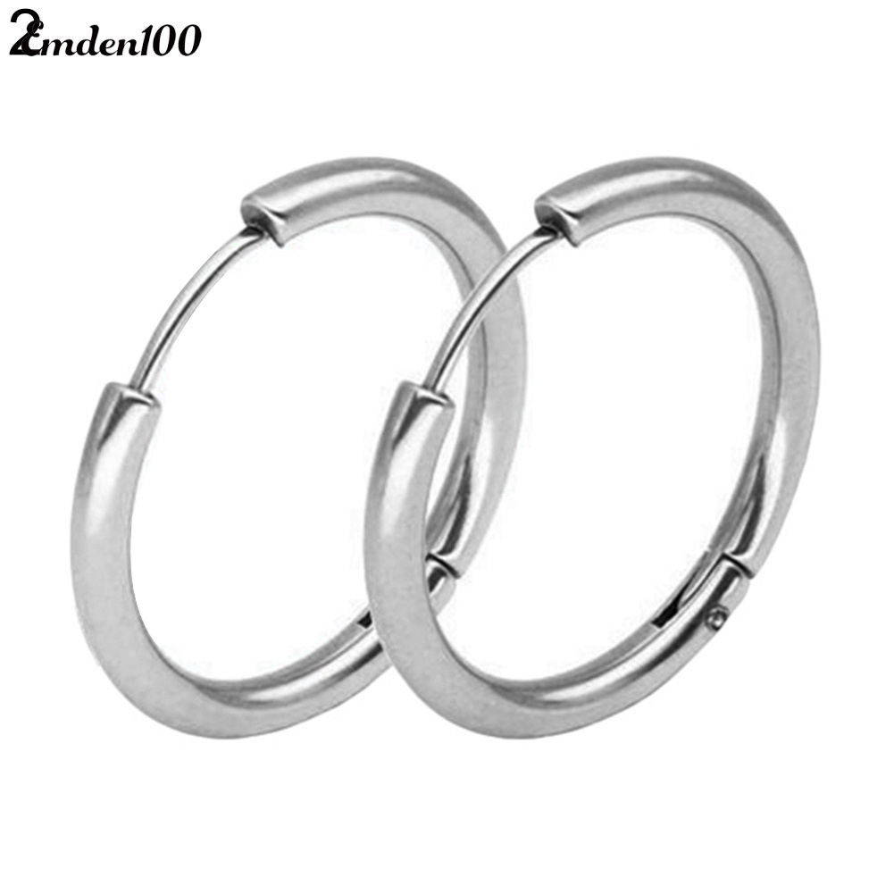 1 Đôi Khuyên Tai Tròn Bằng Thép Không Gỉ Thời Trang