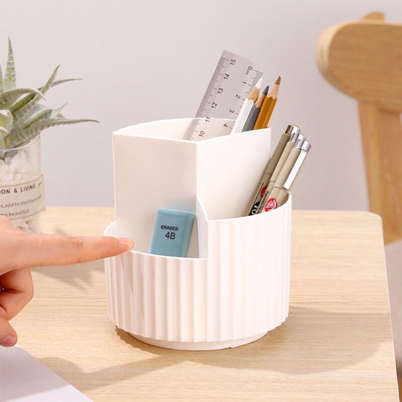 Xô Đựng Bút / Mỹ Phẩm Để Bàn Xoay 360 Độ Thiết Kế Đơn Giản Tiện Dụng