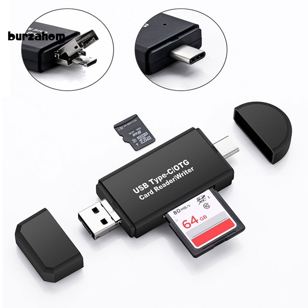 Đầu Đọc Thẻ Nhớ Đa Năng 3 Trong 1 Type-C USB 30 Micro-USB TF SD OTG
