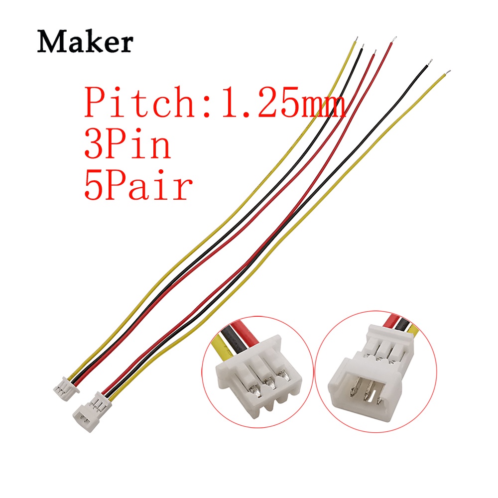 Set 5 Cặp Giắc Cắm Micro JST 1.25mm 150MM 2 / 3 / 4 / 5 / 6 Pin Kèm Dây Cáp Kết Nối 150MM 28AWG