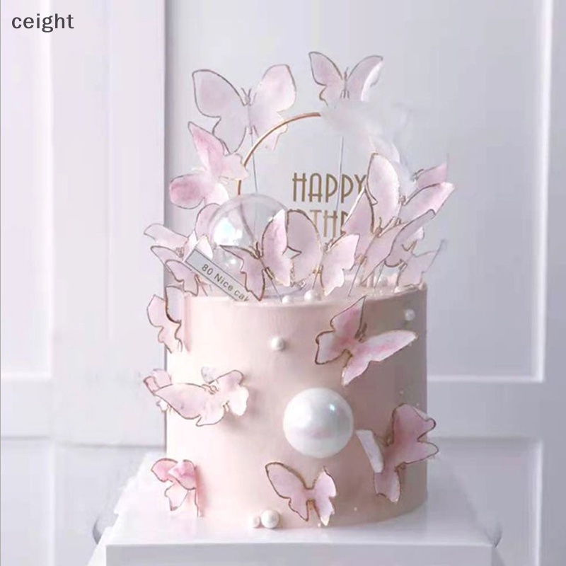 Set 10 Que Cắm Trang Trí Bánh Kem Hình Bướm