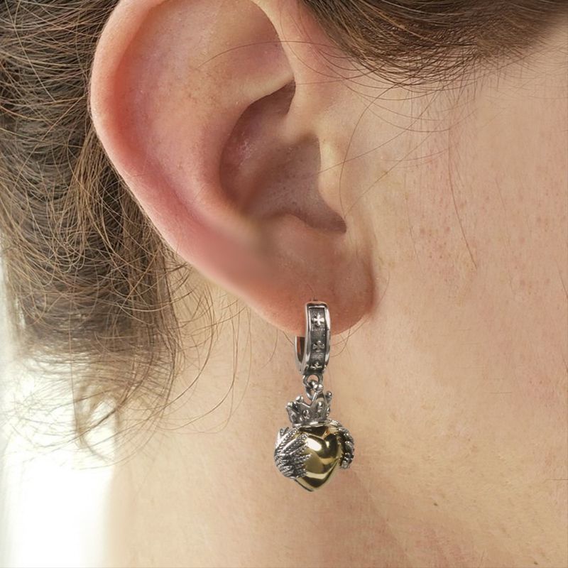 Khuyên Tai Hình Trái Tim Bay Phong Cách Âu Mỹ Cổ Điển Thiết Kế Mới Cao Cấp Dành Cho Nam Nữ