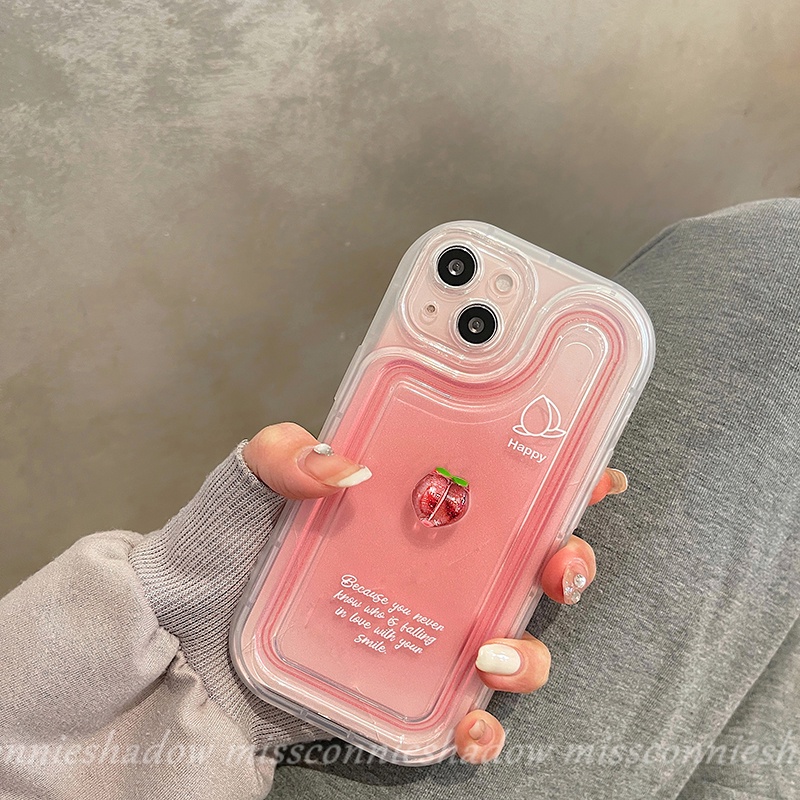 Ốp Điện Thoại TPU Mềm Trong Suốt Họa Tiết Quả Đào 3D Cho IPhone 7 8 Plus XR 12 11 14 13 Pro MAX X XS MAX 7Plus