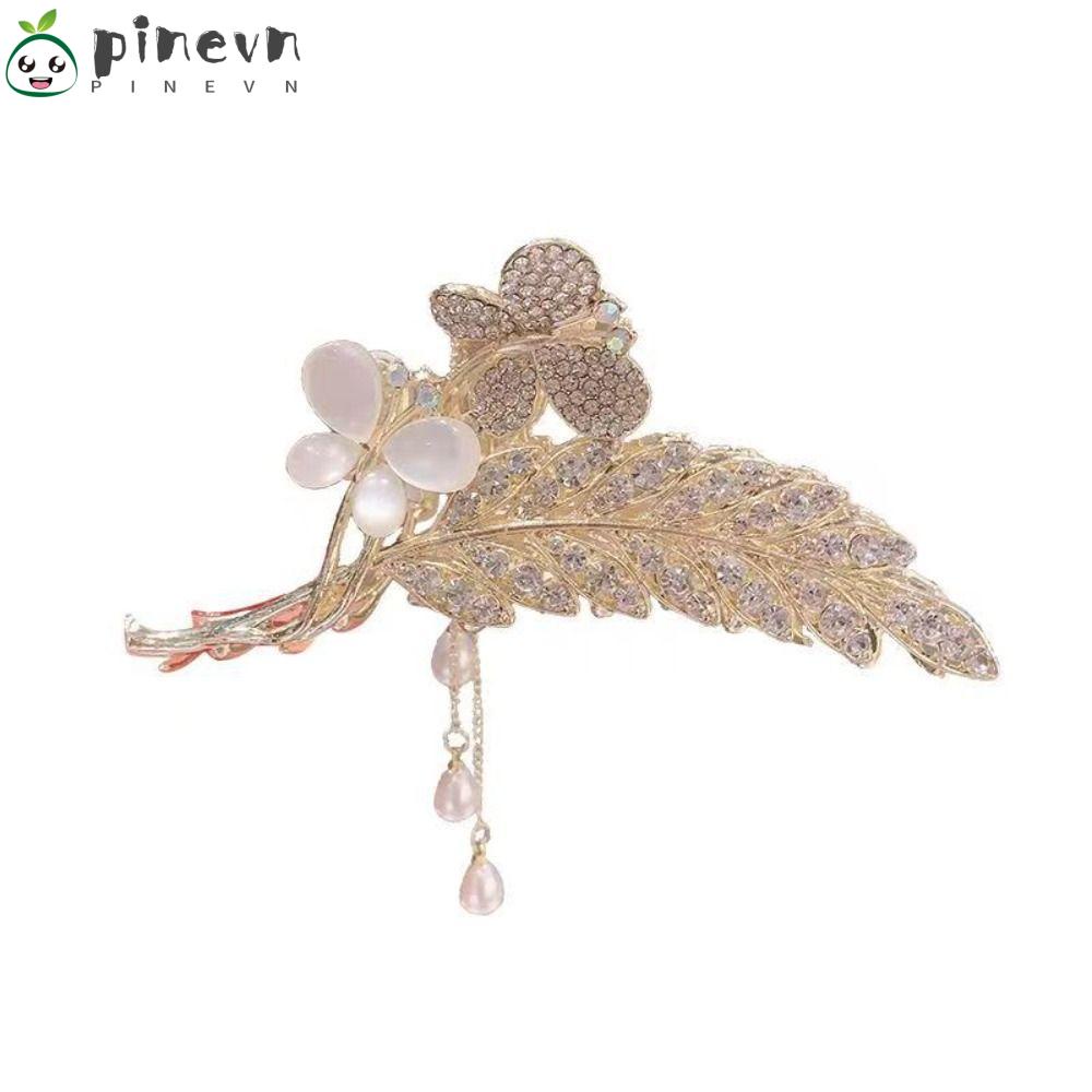 PINEVN Kẹp Tóc Tua Rua Bằng Kim Loại Họa Tiết Lông Vũ / Bướm / Cá Mập Chất Lượng Cao Xinh Xắn Cho Nữ