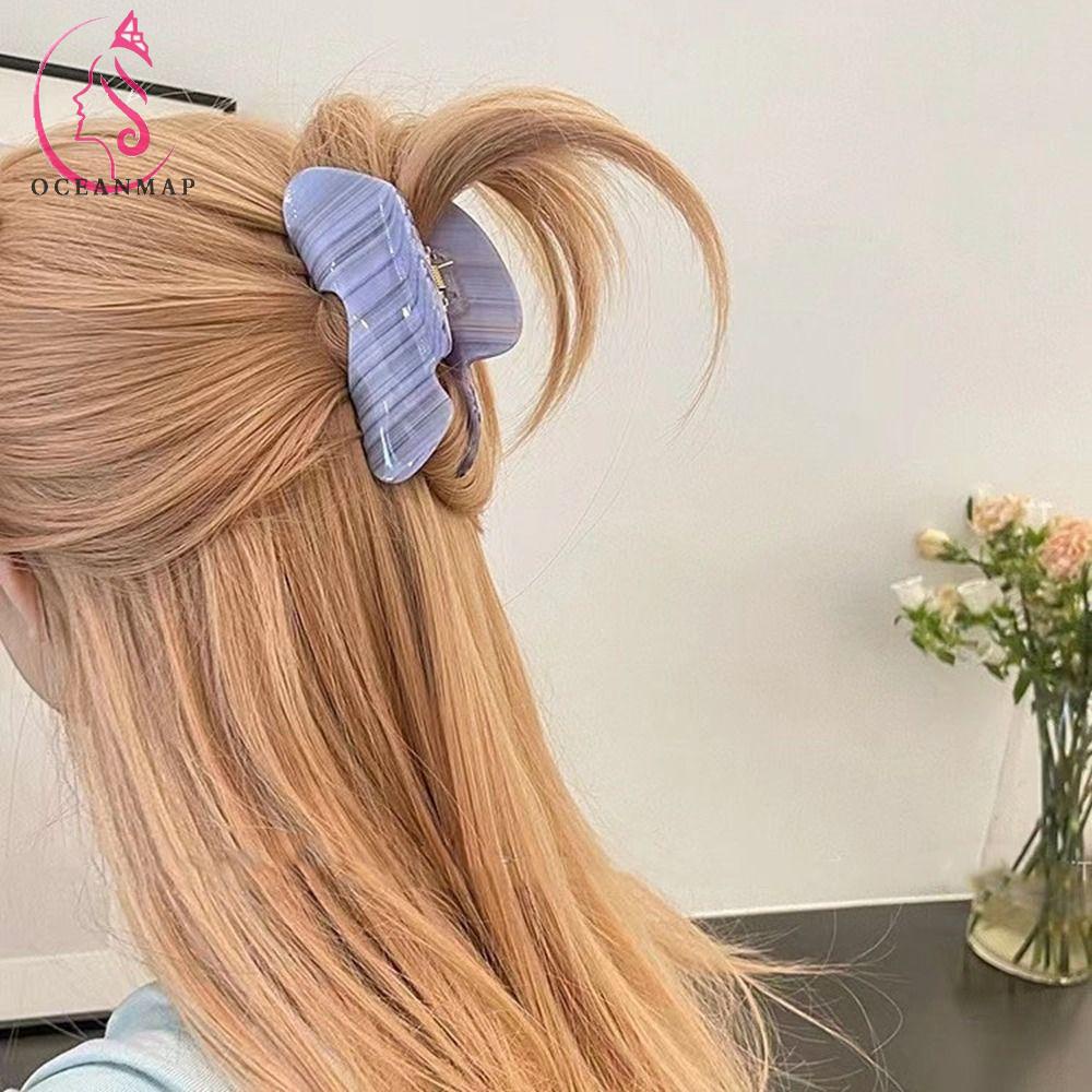 OCEANMAP Kẹp Tóc Hình Cá Mập / Hình Học Cỡ Lớn Phong Cách Hàn Quốc Dễ Thương Cho Nữ