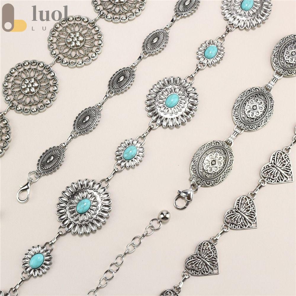 LUOL Thắt Lưng Dây Xích Bằng Kim Loại Màu Bạc Phong Cách Boho Phương Tây Thời Trang Cho Đầm / Quần Jean / Áo Sweater