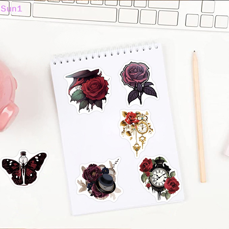 Set 50 Nhãn Dán Graffiti DIY Hình Hoa Hồng Trang Trí Đa Ứng Dụng