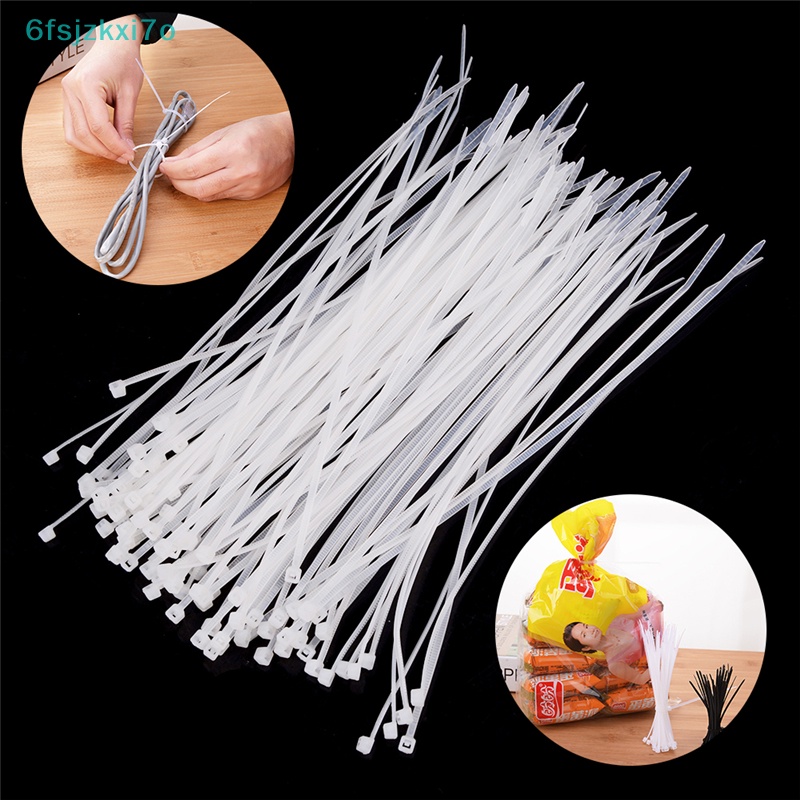 100 cái buộc chặt Dây cáp màu đen trắng Khóa dây cáp Nylon tự khóa