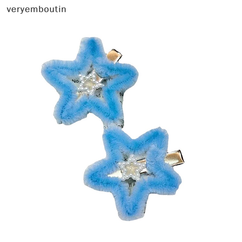 1 Kẹp Tóc Lông Nhung Hình Ngôi Sao Màu Xanh Dương Ngọt Ngào Dễ Thương Y2K Thời Trang 2023