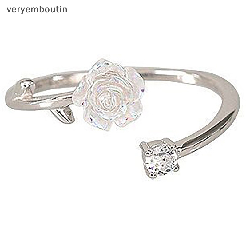 Nhẫn Hở Hình Hoa Hồng Đen Đính Đá Zircon Có Thể Điều Chỉnh Kích Cỡ Phong Cách Hàn Quốc Cho Nữ