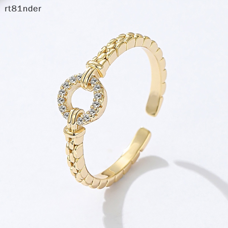 Rt Nhẫn Tròn Hở Bằng Hợp Kim Đính Đá Zircon Lấp Lánh Có Thể Điều Chỉnh Thời Trang Cho Nữ