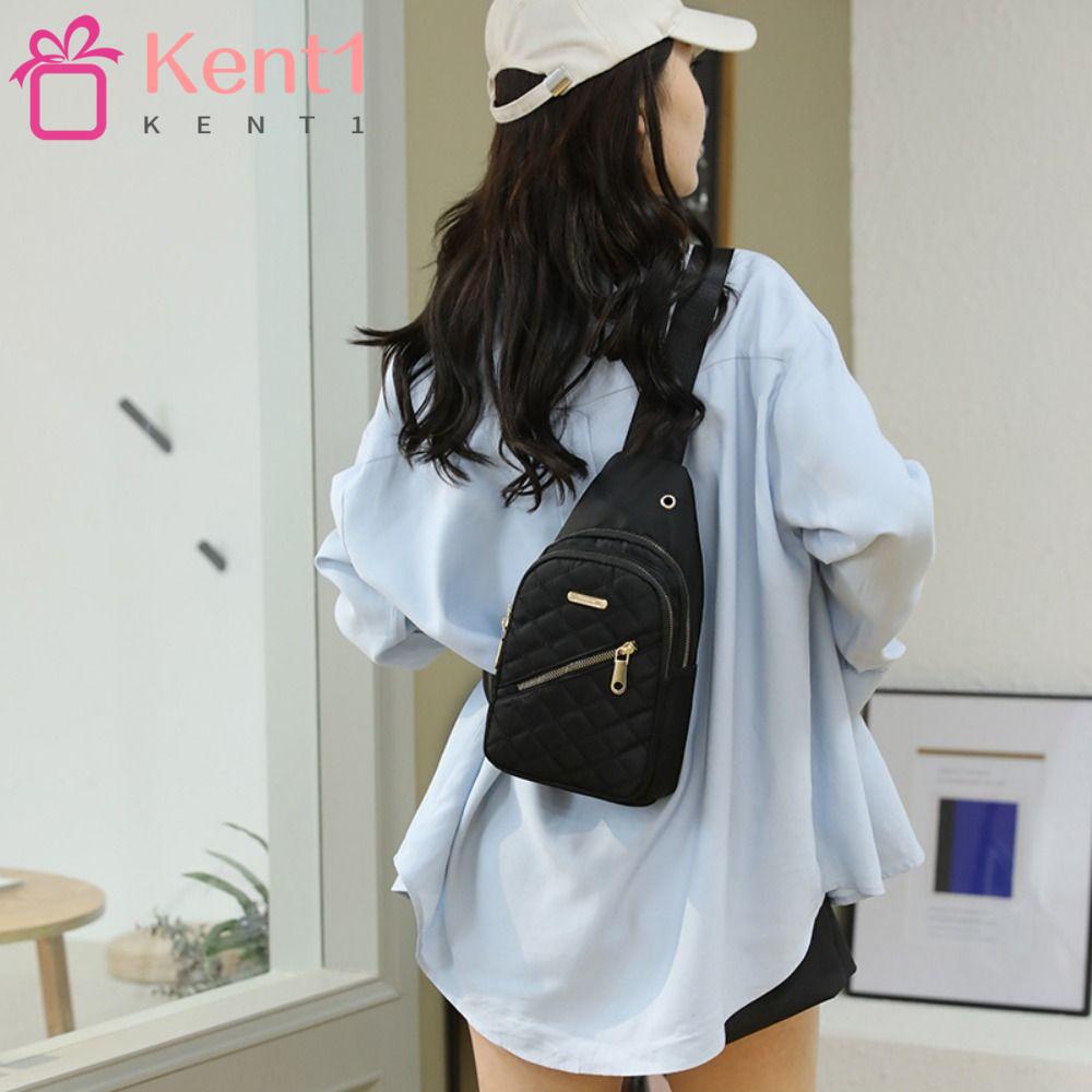 KENT1 Túi Đeo Chéo Ngực Bằng Vải Nylon Màu Trơn Thêu Họa Tiết Xinh Xắn Cho Nữ