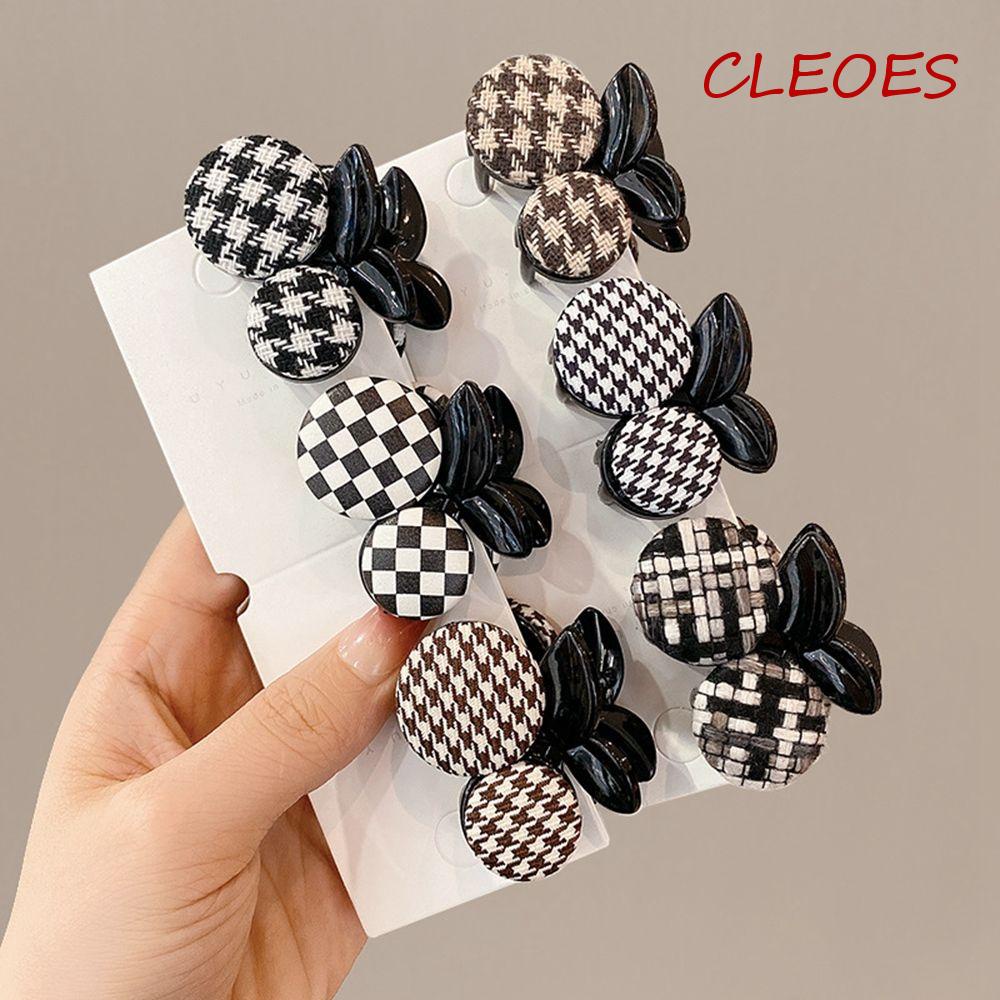 CLEOES Kẹp Tóc Càng Cua Họa Tiết Caro / Quả Cherry Ngọt Ngào Thời Trang Cho Nữ