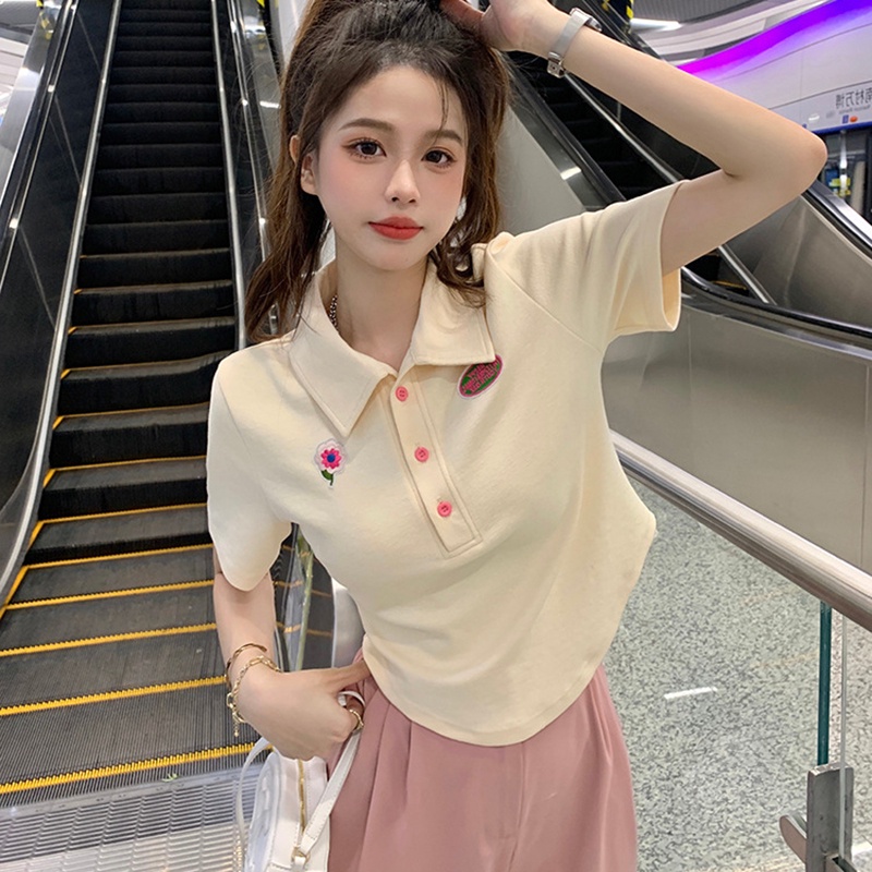Áo Thun Ngắn Tay Cổ Chữ v Màu Sắc Mơ Mộng Thời Trang Cho Nữ