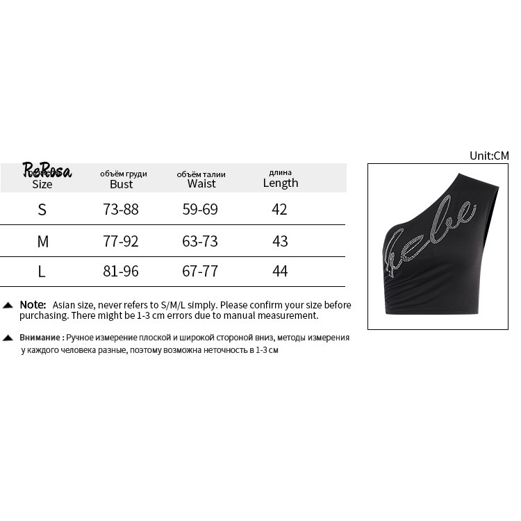 Rerosa Áo Ngắn Trễ Vai Ôm Dáng Đính Kim Cương Nóng Bỏng Gợi Cảm Hàng Mới 2023 Dành Cho Bạn Nữ