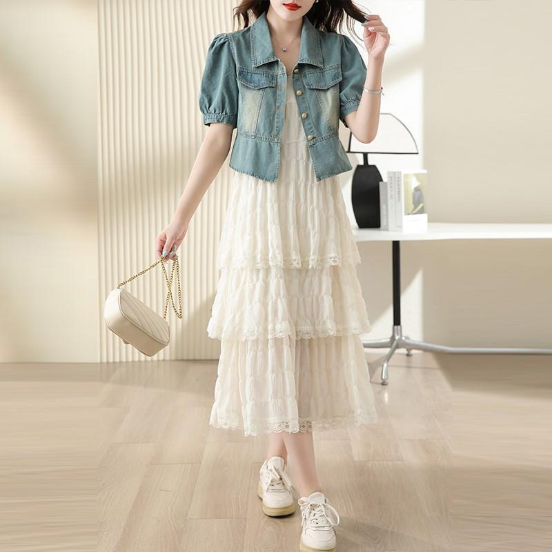 Set Đầm Denim Hai Dây Thiết Kế Mới Thời Trang Mùa Hè 2023 Dành Cho Nữ