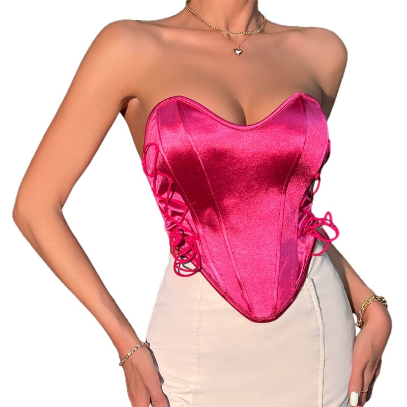 Áo Croptop Sát Nách Hở Lưng Y2k Bằng Satin Cổ Điển Quyến Rũ Cho Nữ