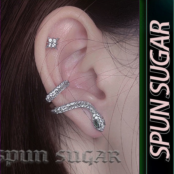 Bông Tai Mạ Bạc 925 Hình Rắn Lấp Lánh Phong Cách Âu Mỹ