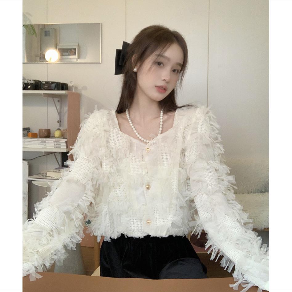 Áo Cardigan Tay Dài Thiết Kế Tua Rua Phong Cách Mới 2022 Cho Nữ