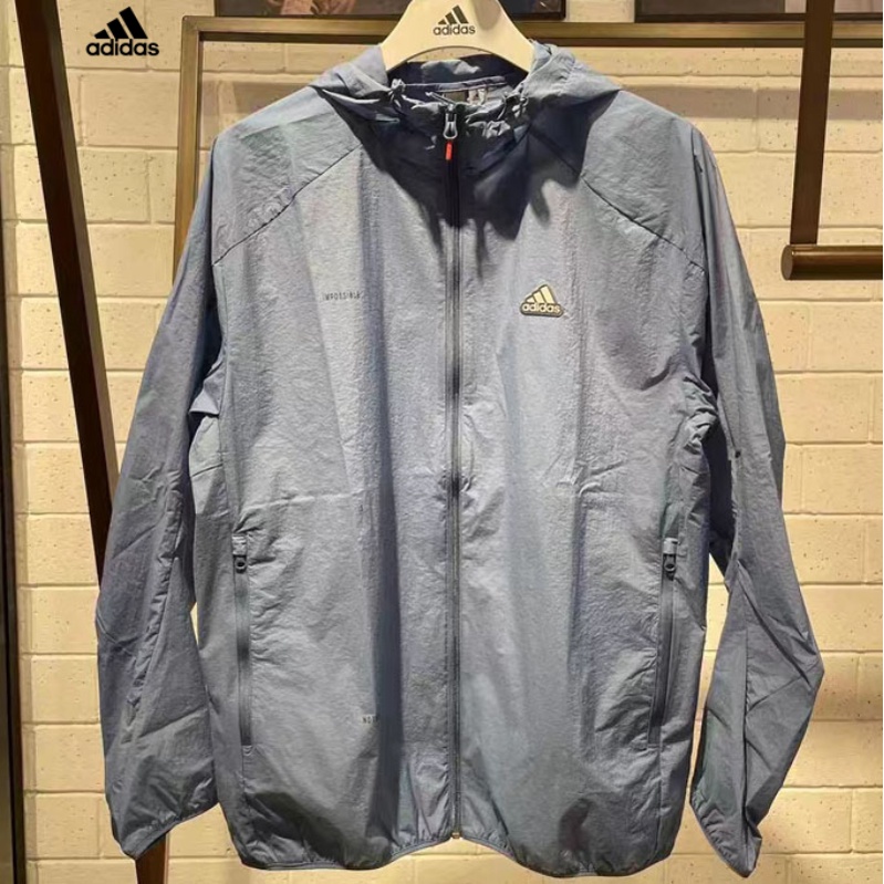 Áo Khoác Gió adidas Có Mũ Trùm Thoáng Khí upf50 + 100% Cho Nam