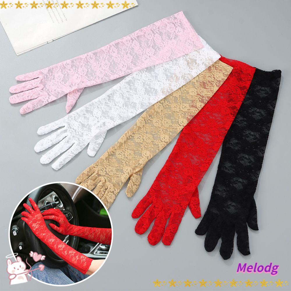 MELODG Găng Tay Ren Lưới Co Giãn Chống Nắng Cho Nữ