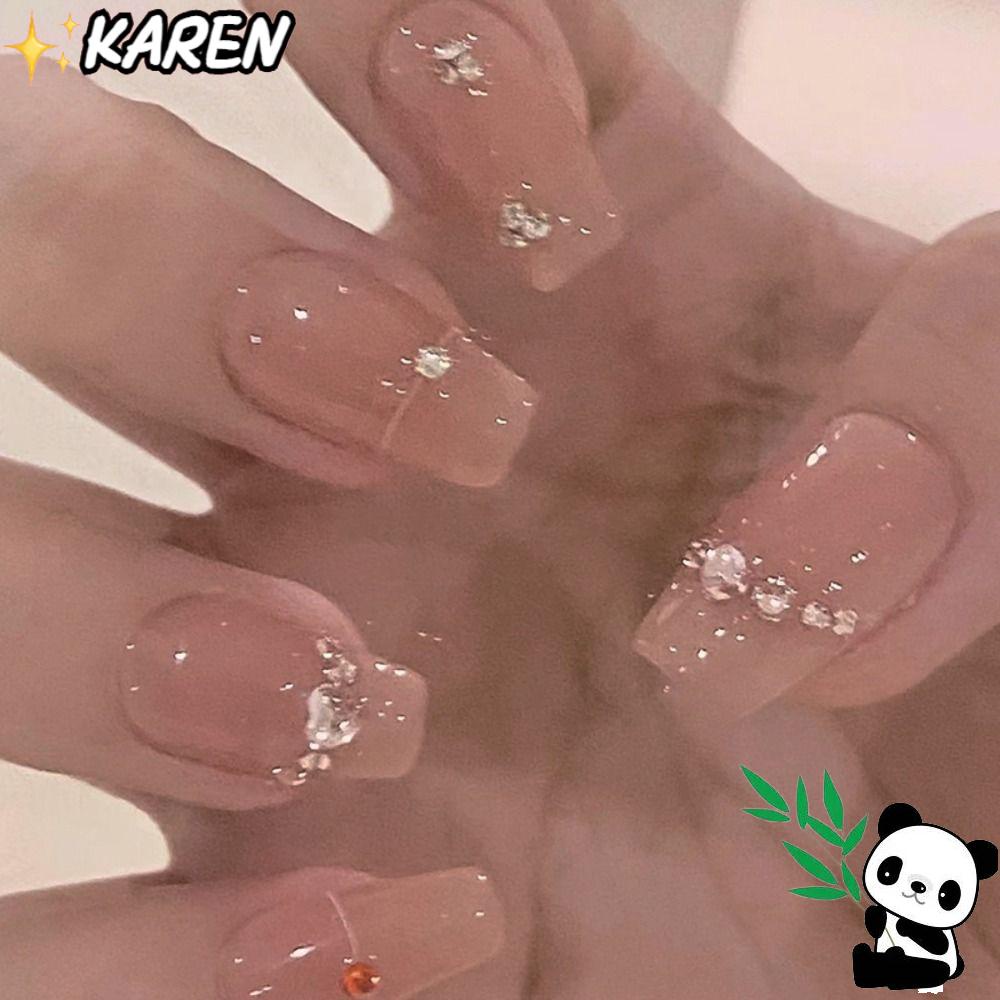 KAREN Bộ 24 Móng Tay Giả Che Phủ Toàn Diện Tháo Rời Được