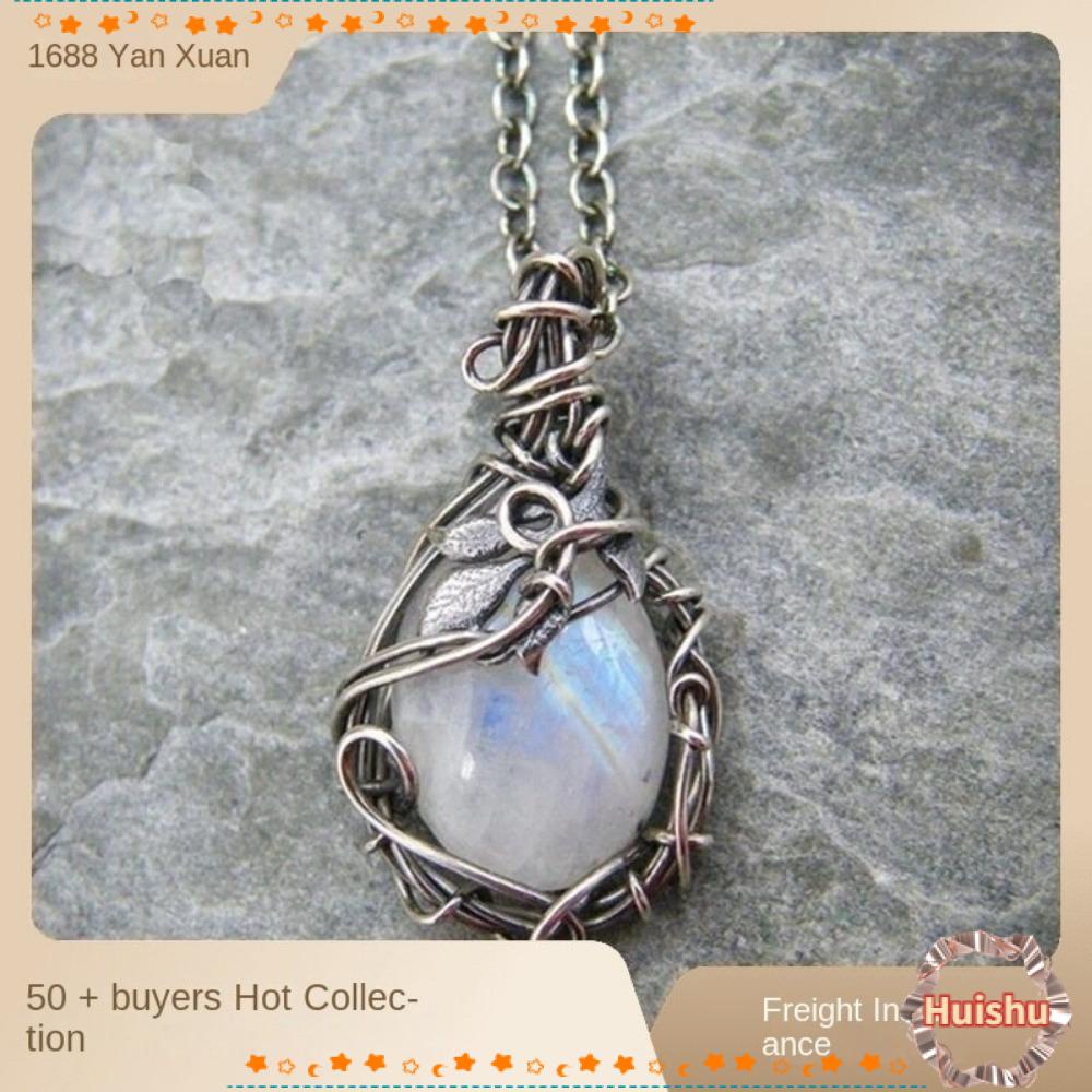 HS Vòng cổ Mặt Đá Cabochon Hình Giọt Nước / Mặt Trăng / Giọt Nước Thủ Công Phong Cách Cổ Điển Thời Trang Cho Nữ