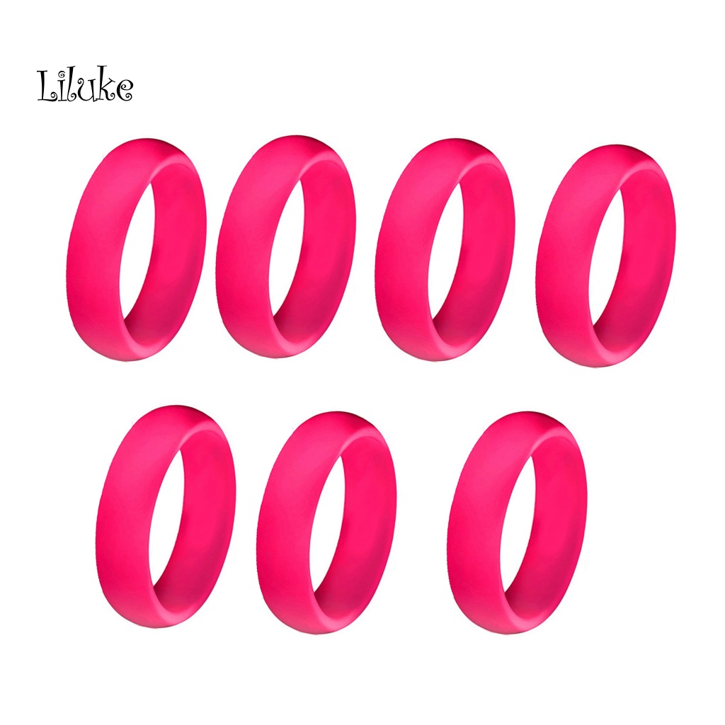 Bộ 7 Nhẫn Silicon Đính Kim Tuyến Nhiều Màu Sắc Thời Trang Cho Nữ