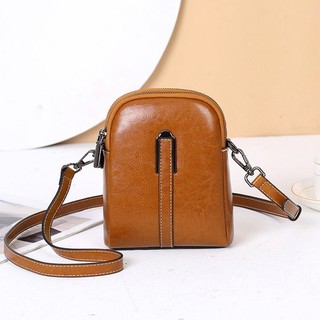Hàng sẵn có-Bao đeo chéo nữ Túi điện thoại di động Túi vuông nhỏ Túi đeo chéo da thật Túi đeo vai bên hông Túi đeo chéo thời trang Ba lô Túi đeo vai nhẹ