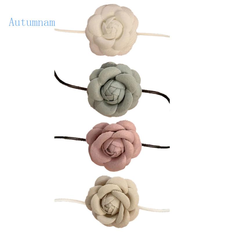 Vòng Cổ Choker Mặt Nơ Thắt Nút Có Thể Điều Chỉnh Kích Thước Họa Tiết Hoa Hồng Phong Cách Goth Y2K Dành Cho Nữ