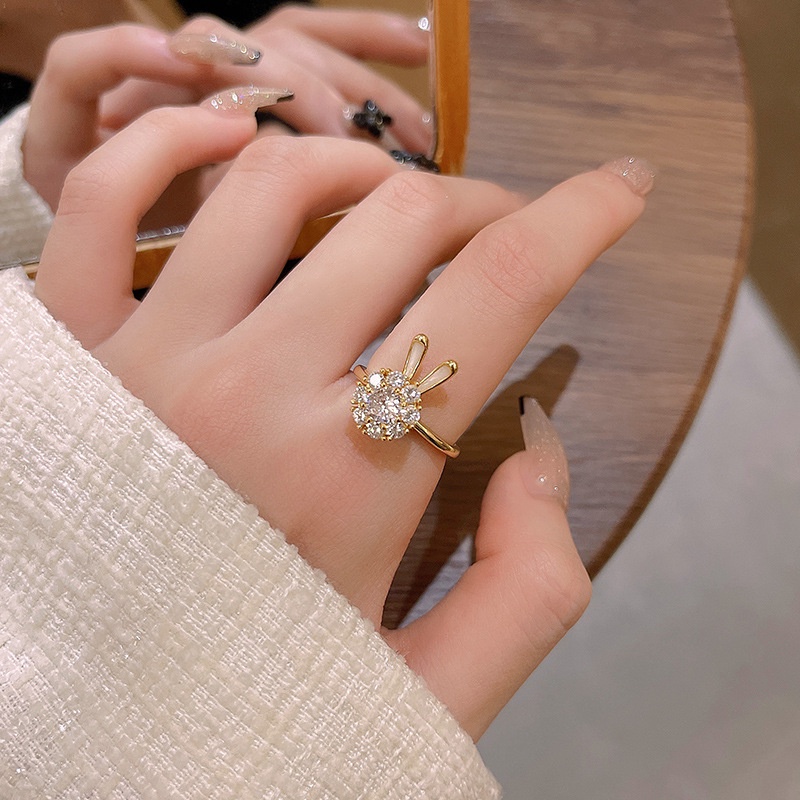 (MớI) Nhẫn ĐíNh Đá Zircon HìNh Thỏ Xinh XắN