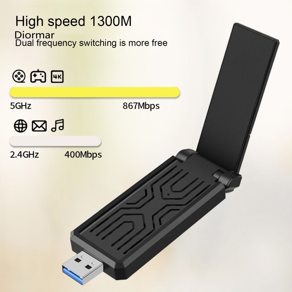 Ăng Ten WiFi USB 30 Tốc Độ Cao Dài 1300M Hỗ Trợ Thẻ Mạng Máy Tính