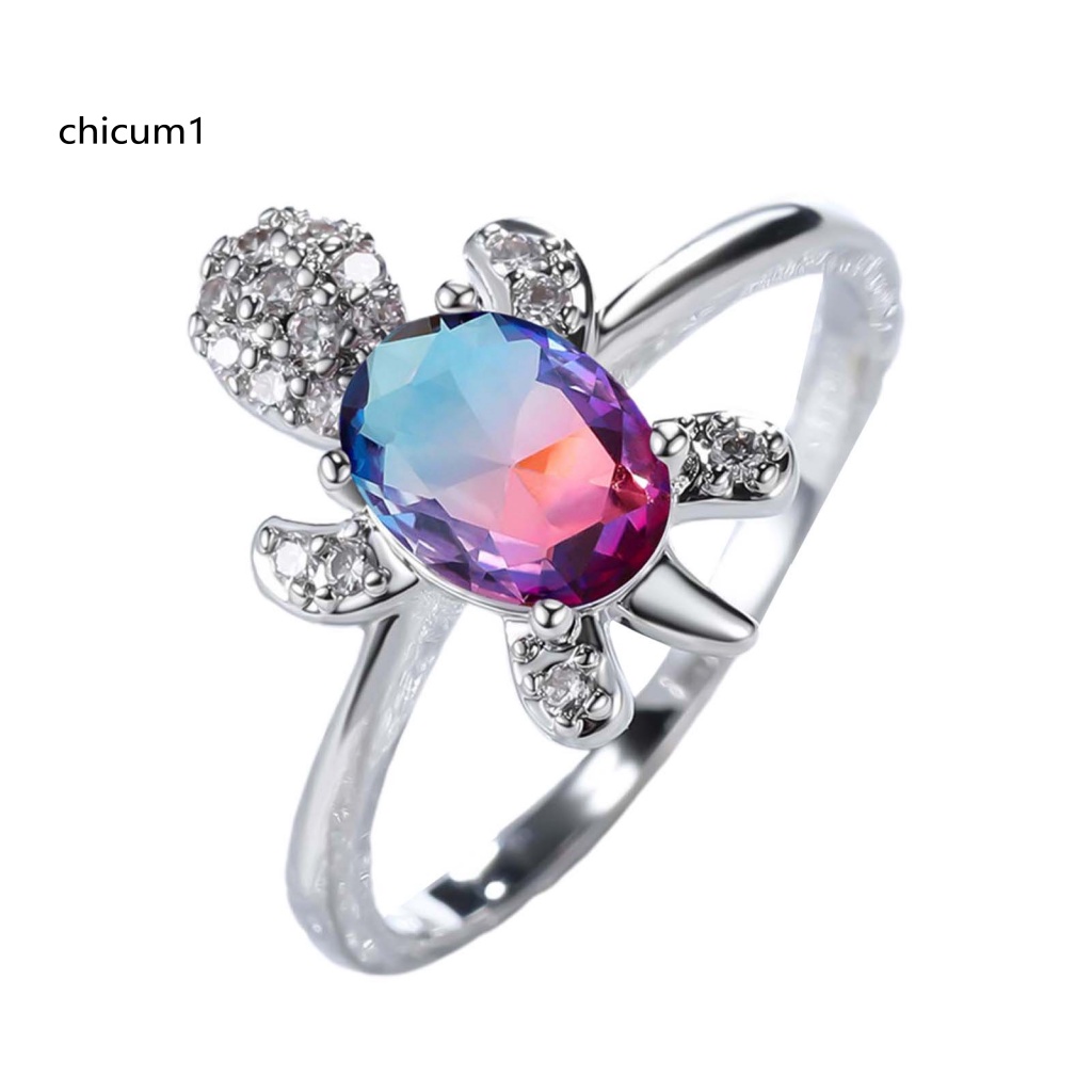 Nhẫn Cặp Đính Đá Hình Rùa Màu Sáng Tinh Tế