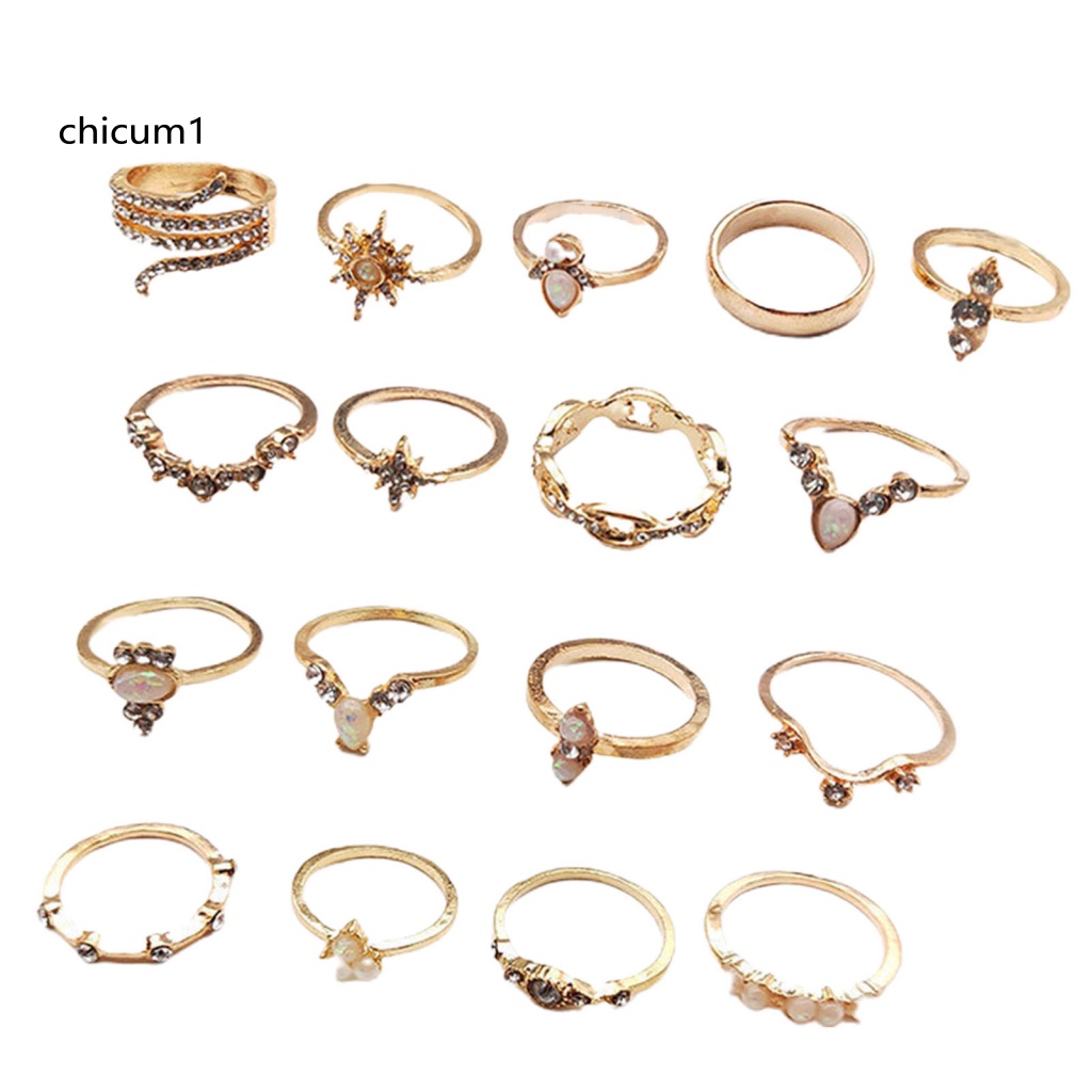 Set 17 Nhẫn Đeo Khớp Ngón Tay Phong Cách Vintage