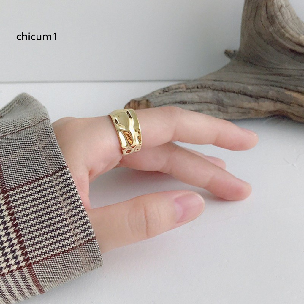 Nhẫn Hở Điều Chỉnh Được Màu Trơn Trang Trí Gợn Sóng Thời Trang Cho Nữ