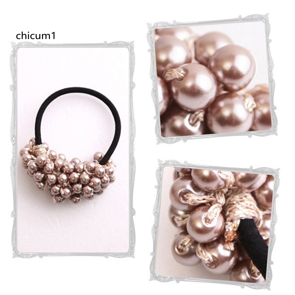 Dây Cột Tóc Đính Hạt Ngọc Trai Nhân Tạo Handmade Thời Trang Cho Nữ