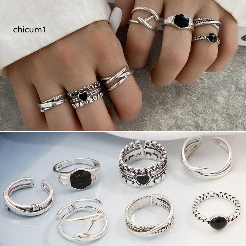 Set 7 Nhẫn Đeo Khớp Ngón Tay Đính Đá Thời Trang Cho Nữ