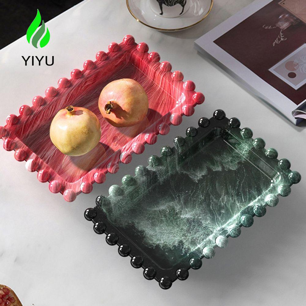 YIYU Khuôn Silicone Làm Đất Sét Resin UV Hình Đĩa Trà Trái Cây