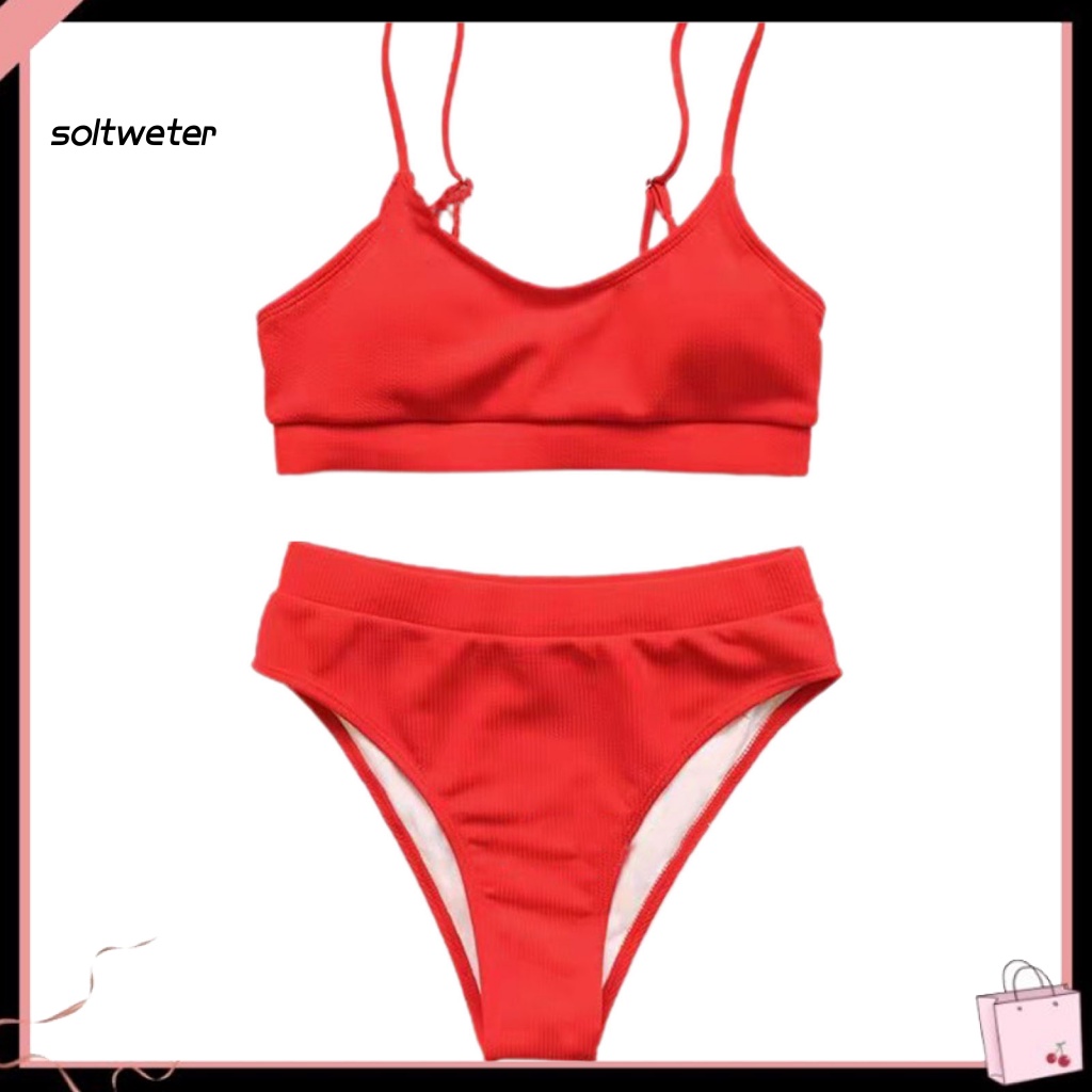 Bộ Đồ Bơi Bikini Lưng Cao Mau Khô Có Đệm Ngực Dành Cho Nữ