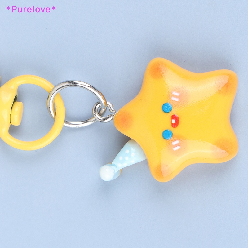 Purelove &gt; Móc Khóa Ngôi Sao Vàng Kem Mini Dễ Thương Thời Trang Trang Trí Túi Xách Nữ