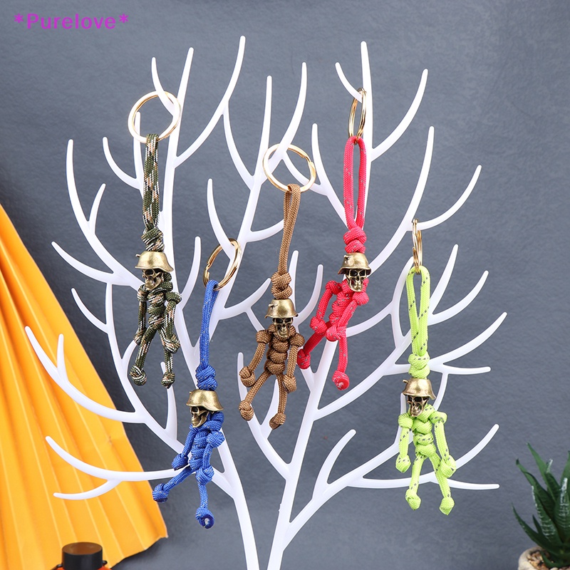 Móc Khóa Dây Thừng Nhỏ Hình Đầu Lâu Đeo Nón Bảo Hiểm Xe Máy / Xe Hơi Phong Cách Retro Mới