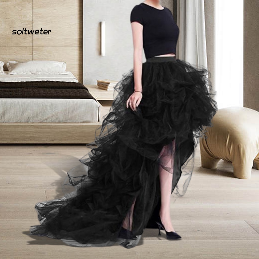 Chân Váy Tulle Lưng Cao Co Giãn Màu Sắc Trơn Dành Cho Nữ