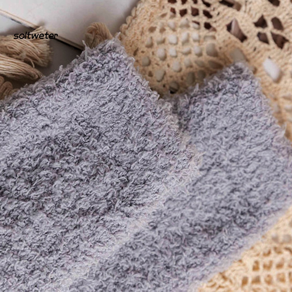 1 Đôi Tất Dài Qua Gối Vải Lông Cừu San Hô Dày Màu Trơn Giữ Ấm Mùa Thu Đông Phong Cách Nhật Bản